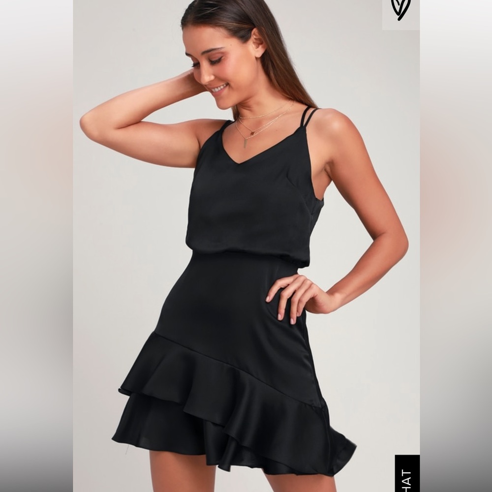 Black ruffle Lulu’s mini dress